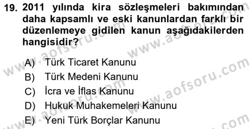 Hukuk Tarihi Dersi 2015 - 2016 Yılı Tek Ders Sınav Soruları 19. Soru
