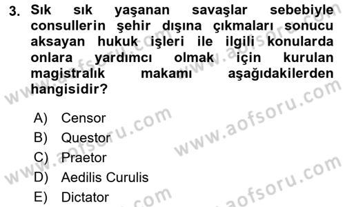 Hukuk Tarihi Dersi 2015 - 2016 Yılı Tek Ders Sınav Soruları 3. Soru