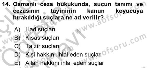 Hukuk Tarihi Dersi 2016 - 2017 Yılı 3 Ders Sınav Soruları 14. Soru