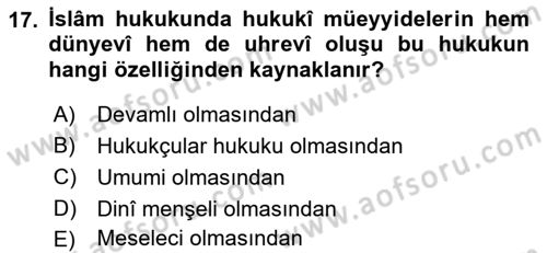 Hukuk Tarihi Dersi 2016 - 2017 Yılı 3 Ders Sınav Soruları 17. Soru