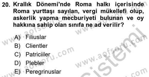 Hukuk Tarihi Dersi 2016 - 2017 Yılı 3 Ders Sınav Soruları 20. Soru