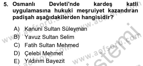Hukuk Tarihi Dersi 2016 - 2017 Yılı 3 Ders Sınav Soruları 5. Soru
