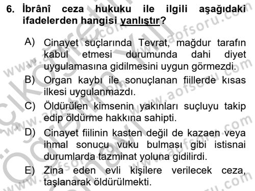 Hukuk Tarihi Dersi 2016 - 2017 Yılı 3 Ders Sınav Soruları 6. Soru
