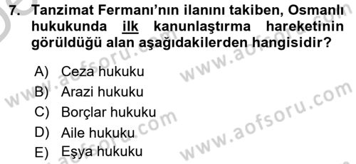 Hukuk Tarihi Dersi 2016 - 2017 Yılı 3 Ders Sınav Soruları 7. Soru