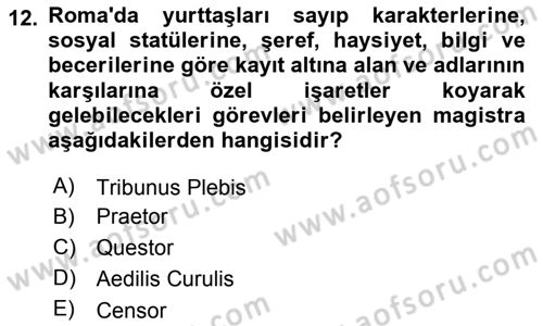 Hukuk Tarihi Dersi 2016 - 2017 Yılı (Vize) Ara Sınav Soruları 12. Soru