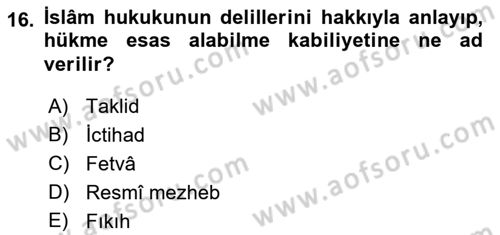 Hukuk Tarihi Dersi 2016 - 2017 Yılı (Vize) Ara Sınav Soruları 16. Soru