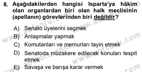 Hukuk Tarihi Dersi 2016 - 2017 Yılı (Vize) Ara Sınav Soruları 8. Soru