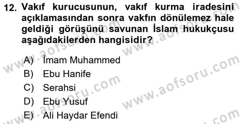 Hukuk Tarihi Dersi 2016 - 2017 Yılı (Final) Dönem Sonu Sınav Soruları 12. Soru