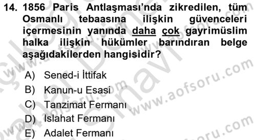 Hukuk Tarihi Dersi 2016 - 2017 Yılı (Final) Dönem Sonu Sınav Soruları 14. Soru