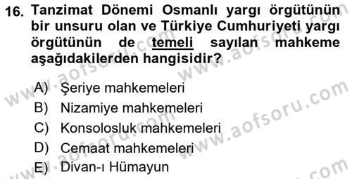 Hukuk Tarihi Dersi 2016 - 2017 Yılı (Final) Dönem Sonu Sınav Soruları 16. Soru