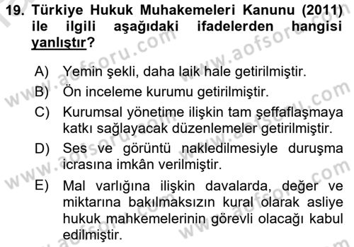 Hukuk Tarihi Dersi 2016 - 2017 Yılı (Final) Dönem Sonu Sınav Soruları 19. Soru
