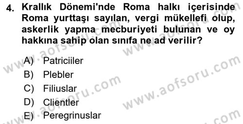 Hukuk Tarihi Dersi 2016 - 2017 Yılı (Final) Dönem Sonu Sınav Soruları 4. Soru