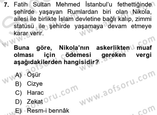 Hukuk Tarihi Dersi 2016 - 2017 Yılı (Final) Dönem Sonu Sınav Soruları 7. Soru