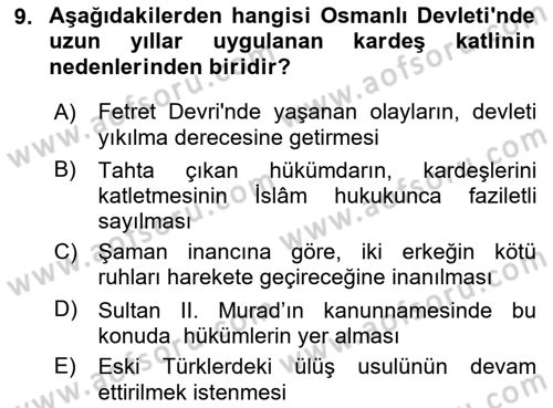 Hukuk Tarihi Dersi 2016 - 2017 Yılı (Final) Dönem Sonu Sınav Soruları 9. Soru