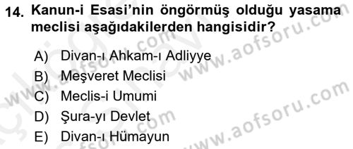Hukuk Tarihi Dersi 2017 - 2018 Yılı 3 Ders Sınav Soruları 14. Soru