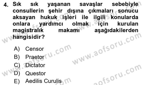 Hukuk Tarihi Dersi 2017 - 2018 Yılı 3 Ders Sınav Soruları 4. Soru