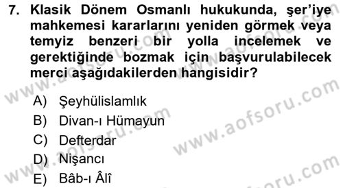 Hukuk Tarihi Dersi 2017 - 2018 Yılı 3 Ders Sınav Soruları 7. Soru