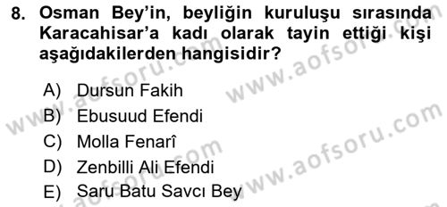 Hukuk Tarihi Dersi 2017 - 2018 Yılı 3 Ders Sınav Soruları 8. Soru