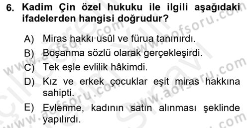 Hukuk Tarihi Dersi 2017 - 2018 Yılı (Vize) Ara Sınav Soruları 6. Soru
