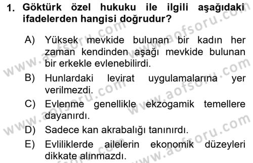 Hukuk Tarihi Dersi 2017 - 2018 Yılı (Final) Dönem Sonu Sınav Soruları 1. Soru