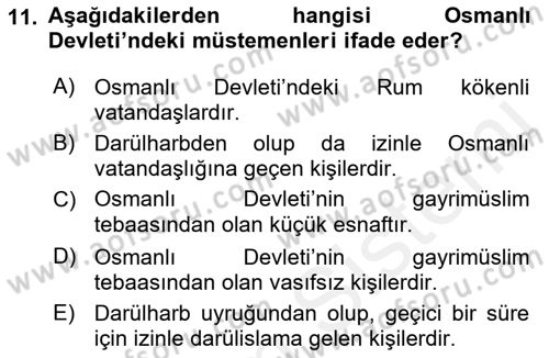 Hukuk Tarihi Dersi 2017 - 2018 Yılı (Final) Dönem Sonu Sınav Soruları 11. Soru