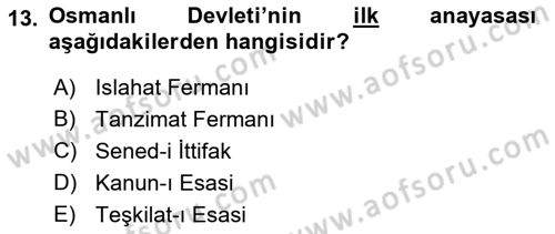 Hukuk Tarihi Dersi 2017 - 2018 Yılı (Final) Dönem Sonu Sınav Soruları 13. Soru