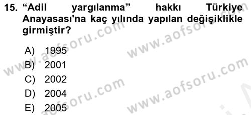 Hukuk Tarihi Dersi 2017 - 2018 Yılı (Final) Dönem Sonu Sınav Soruları 15. Soru