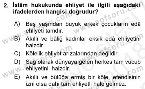 Hukuk Tarihi Dersi 2017 - 2018 Yılı (Final) Dönem Sonu Sınav Soruları 2. Soru