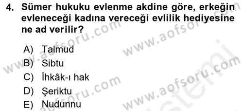 Hukuk Tarihi Dersi 2017 - 2018 Yılı (Final) Dönem Sonu Sınav Soruları 4. Soru