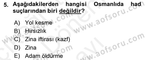 Hukuk Tarihi Dersi 2017 - 2018 Yılı (Final) Dönem Sonu Sınav Soruları 5. Soru