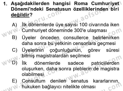 Hukuk Tarihi Dersi 2018 - 2019 Yılı 3 Ders Sınav Soruları 1. Soru