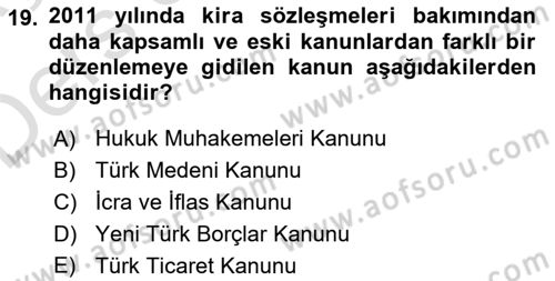 Hukuk Tarihi Dersi 2018 - 2019 Yılı 3 Ders Sınav Soruları 19. Soru