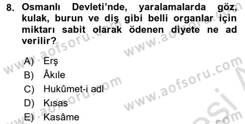 Hukuk Tarihi Dersi 2018 - 2019 Yılı 3 Ders Sınav Soruları 8. Soru