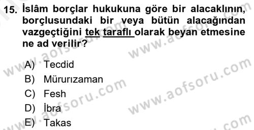 Hukuk Tarihi Dersi 2018 - 2019 Yılı (Vize) Ara Sınav Soruları 15. Soru