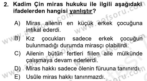 Hukuk Tarihi Dersi 2018 - 2019 Yılı (Vize) Ara Sınav Soruları 2. Soru