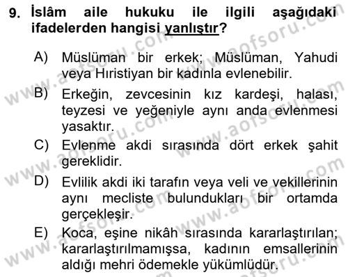 Hukuk Tarihi Dersi 2018 - 2019 Yılı (Vize) Ara Sınav Soruları 9. Soru
