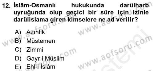 Hukuk Tarihi Dersi 2018 - 2019 Yılı (Final) Dönem Sonu Sınav Soruları 12. Soru