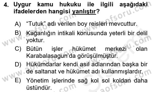Hukuk Tarihi Dersi 2018 - 2019 Yılı (Final) Dönem Sonu Sınav Soruları 4. Soru