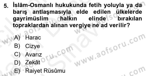 Hukuk Tarihi Dersi 2018 - 2019 Yılı (Final) Dönem Sonu Sınav Soruları 5. Soru