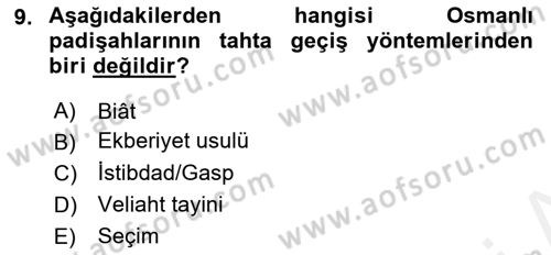 Hukuk Tarihi Dersi 2018 - 2019 Yılı (Final) Dönem Sonu Sınav Soruları 9. Soru