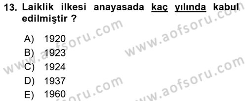 Hukuk Tarihi Dersi 2020 - 2021 Yılı Yaz Okulu Sınav Soruları 13. Soru