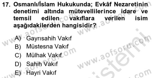 Hukuk Tarihi Dersi 2020 - 2021 Yılı Yaz Okulu Sınav Soruları 17. Soru