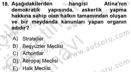 Hukuk Tarihi Dersi 2020 - 2021 Yılı Yaz Okulu Sınav Soruları 18. Soru