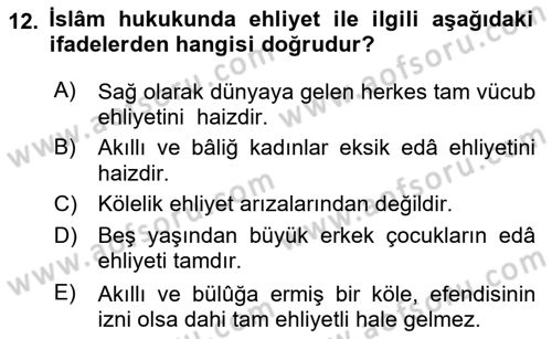 Hukuk Tarihi Dersi 2021 - 2022 Yılı (Vize) Ara Sınav Soruları 12. Soru