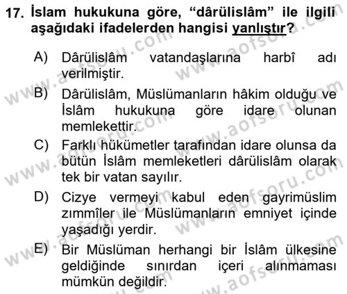 Hukuk Tarihi Dersi 2021 - 2022 Yılı (Vize) Ara Sınav Soruları 17. Soru