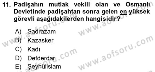 Hukuk Tarihi Dersi 2021 - 2022 Yılı (Final) Dönem Sonu Sınav Soruları 11. Soru