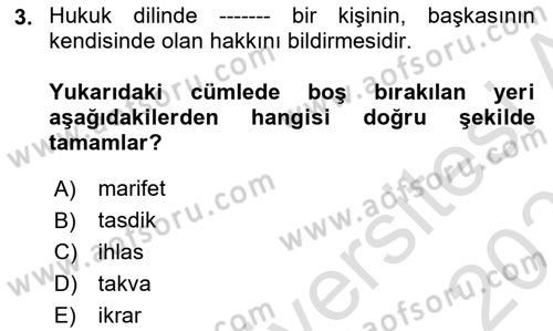 Hukuk Tarihi Dersi 2021 - 2022 Yılı (Final) Dönem Sonu Sınav Soruları 3. Soru