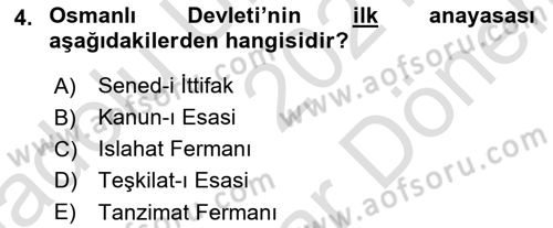 Hukuk Tarihi Dersi 2021 - 2022 Yılı (Final) Dönem Sonu Sınav Soruları 4. Soru