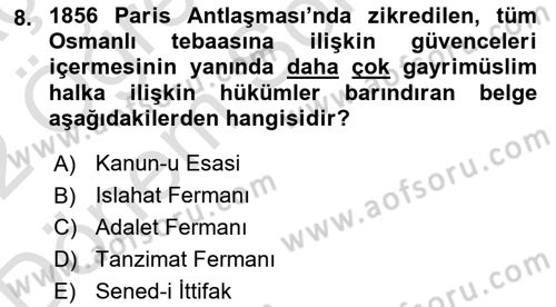 Hukuk Tarihi Dersi 2021 - 2022 Yılı (Final) Dönem Sonu Sınav Soruları 8. Soru