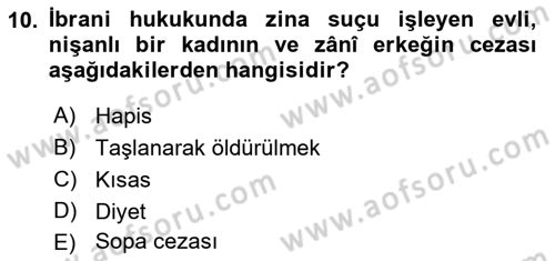 Hukuk Tarihi Dersi 2021 - 2022 Yılı Yaz Okulu Sınav Soruları 10. Soru